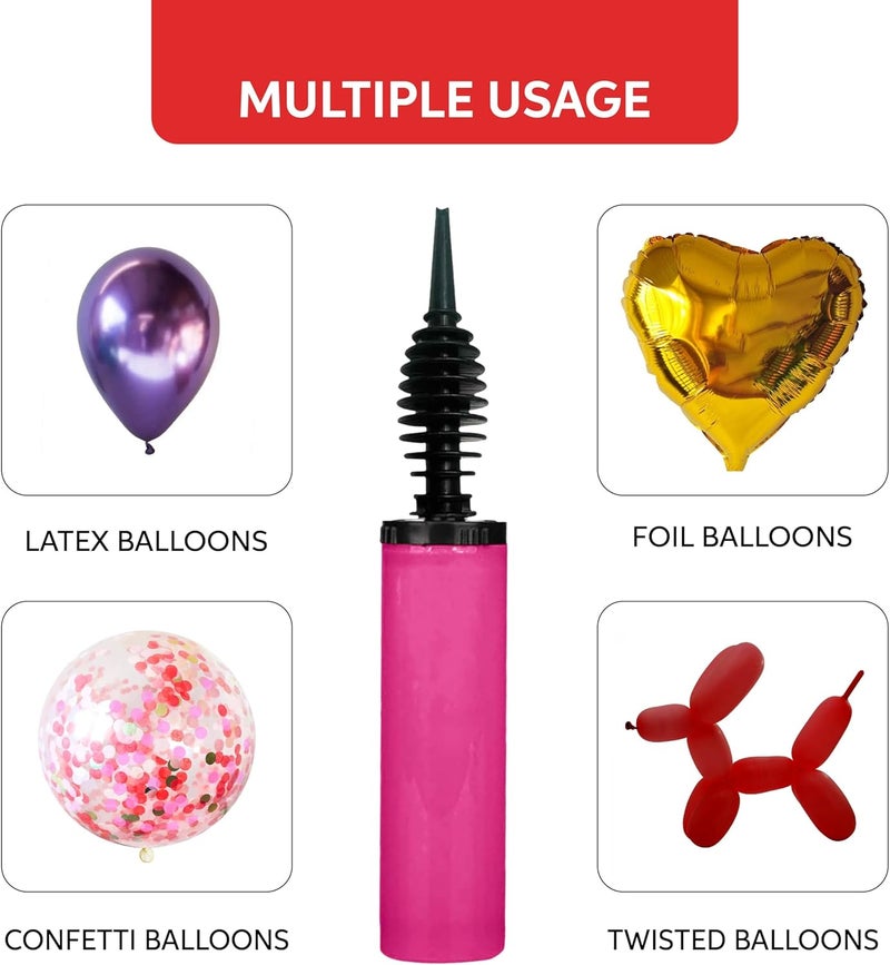 RMTech Balloon Pump, Inflator for Balloons, Toy Blower, Helium Pump, Foil and Confetti Professional Pumper, Manual Hand Pump, Dual Action Hand Air Pump for Balloons. (wine) - Image 3